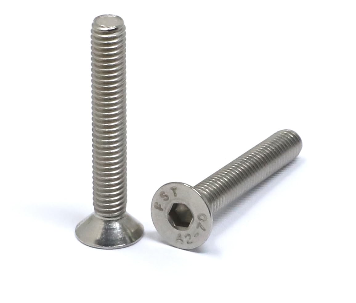 iexcell 5 Pcs M8 x 80mm Thread Pitch 1.25 mm Stainless Steel 304 Hex Socket Flat Head Cap Screws Bolts Kit