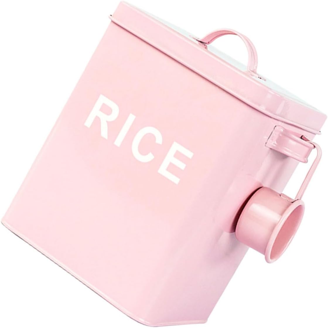 Pink Iron PET Food Barrel with Lid, Airtight Storage Container