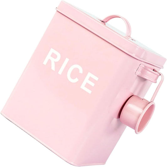 Pink Iron PET Food Barrel with Lid, Airtight Storage Container