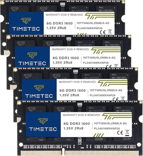 Timetec 16GB KIT(2x8GB) DDR3L / DDR3 1600MHz PC3L-12800 / PC3-12800 Non-ECC Unbuffered 1.35V / 1.5V CL11 2Rx8 Dual Rank 204 Pin SODIMM Laptop Notebook PC Computer Memory RAM Module Upgrade