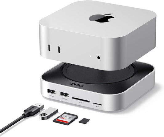 UGREEN Mac mini M4 Dock & Stand with NVMe SSD Enclosure, Docking Station with 3*USB A 3.2, 2*USB A 3.0, 2*USB C 3.2 10Gbps, SD/TF 170MB/s, USB C Hub Compatible with Mac mini M4 Pro