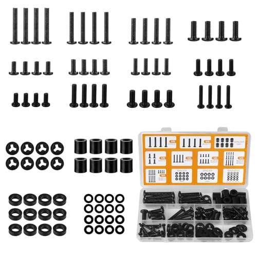 Universal TV Mounting Hardware Screw Kit Set - M4 M5 M6 M8 Screws,Spacers and Washers for Most TV/Monitor VESA Mount, TV Mount Replacement Screws with Box up to 80 inch(Black)