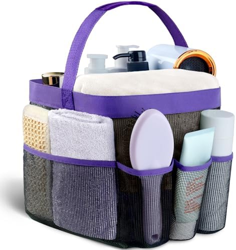 Attmu Mesh Shower Caddy Portable for College Dorm Room Essentials with 8 Pockets, Hanging Shower Caddy Basket Tote Bag Toiletry Accessories for Bathroom