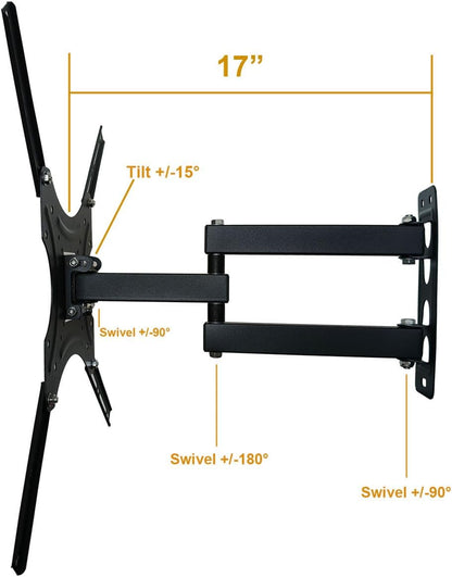 Yuarisx Tilt Swivel TV Wall Mount Full Motion Articulating Bracket for Most 26 30 32 35 37 40 42 45 46 47 50", Some up to 52" 55" Plasma LCD LED Flat Panel Screen TV with VESA up to 400x 400mm