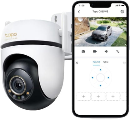 TP-Link Tapo 2K QHD Pan/Tilt Outdoor Wired Security Wi-Fi Camera, 360° Visual Coverage, Starlight Full-Color Night Vision Up to 98ft, Person/Pet/Venicle Detection,Physical Privacy Mode(Tapo C520WS)