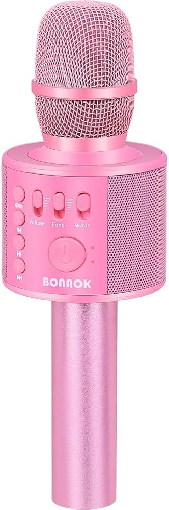 BONAOK Wireless Bluetooth Karaoke Microphone,3-in-1 Portable Instrument Wireless Microphone Mic Speaker Machine Home Party Birthday for All Smartphones（Black）