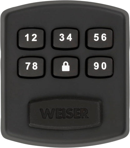 Weiser Powerbolt 3 Matte Black Keyless Entry Door Lock/Deadbolt Lock, 10-Button Keypad Door Lock with Auto Lock and 12-Month Battery Life, Electronic Door Locks for Front Door, Home Décor