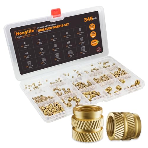 HANGLIFE Heat-Set Threaded Inserts, M3 Heat Set Insert for 3D Printing Components and Plastic Parts - Brass Metric Knurled Nuts (100 Pieces)
