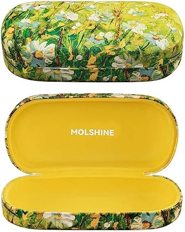 molshine Hard Shell Leather Sunglasses Case,Classic Large Glasses Case for Women Men,Sunglass Eyeglasses
