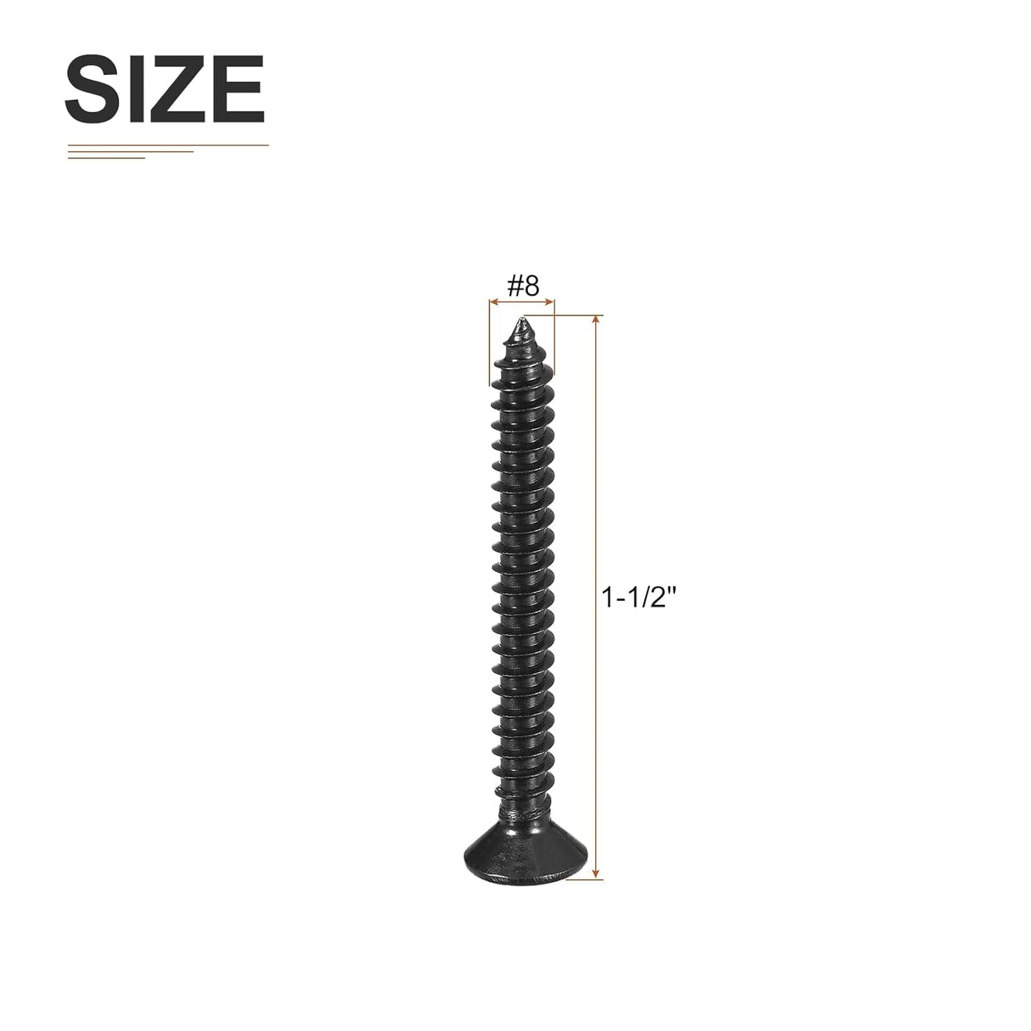DTGN 100Pcs #8x1 Flat Head Wood Screws, 304 Stainless Steel Phillips Self Tapping Screws - Good for Woodworking, Furniture - Silver