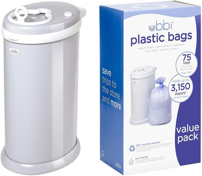 Ubbi Steel Diaper Pail, White