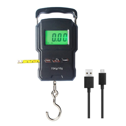 YYGJ Rechargeable Lugagge Scale Portable Electronic Hook Scale Digital Hanging Bag Luggage Weight Scale Fishing Scale with Measuring Tape 165Lb Black