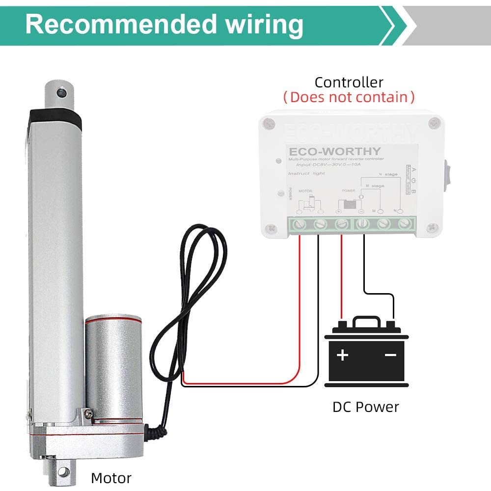 ECO-WORTHY Heavy Duty 330lbs Solar Tracker Linear Actuator Multi-Function (12V, 14")