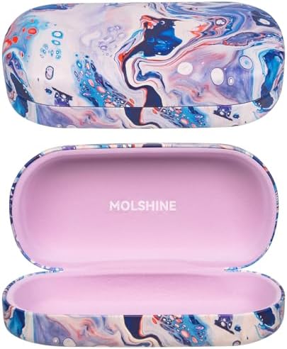 molshine Hard Shell Leather Sunglasses Case,Classic Large Glasses Case for Women Men,Sunglass Eyeglasses
