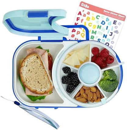 GoBe Kids Lunchbox - Reusable Snack Container with 5 Compartment Dispenser and Lid | BPA and PVC Free | Dishwasher Safe | No Spill, Leakproof