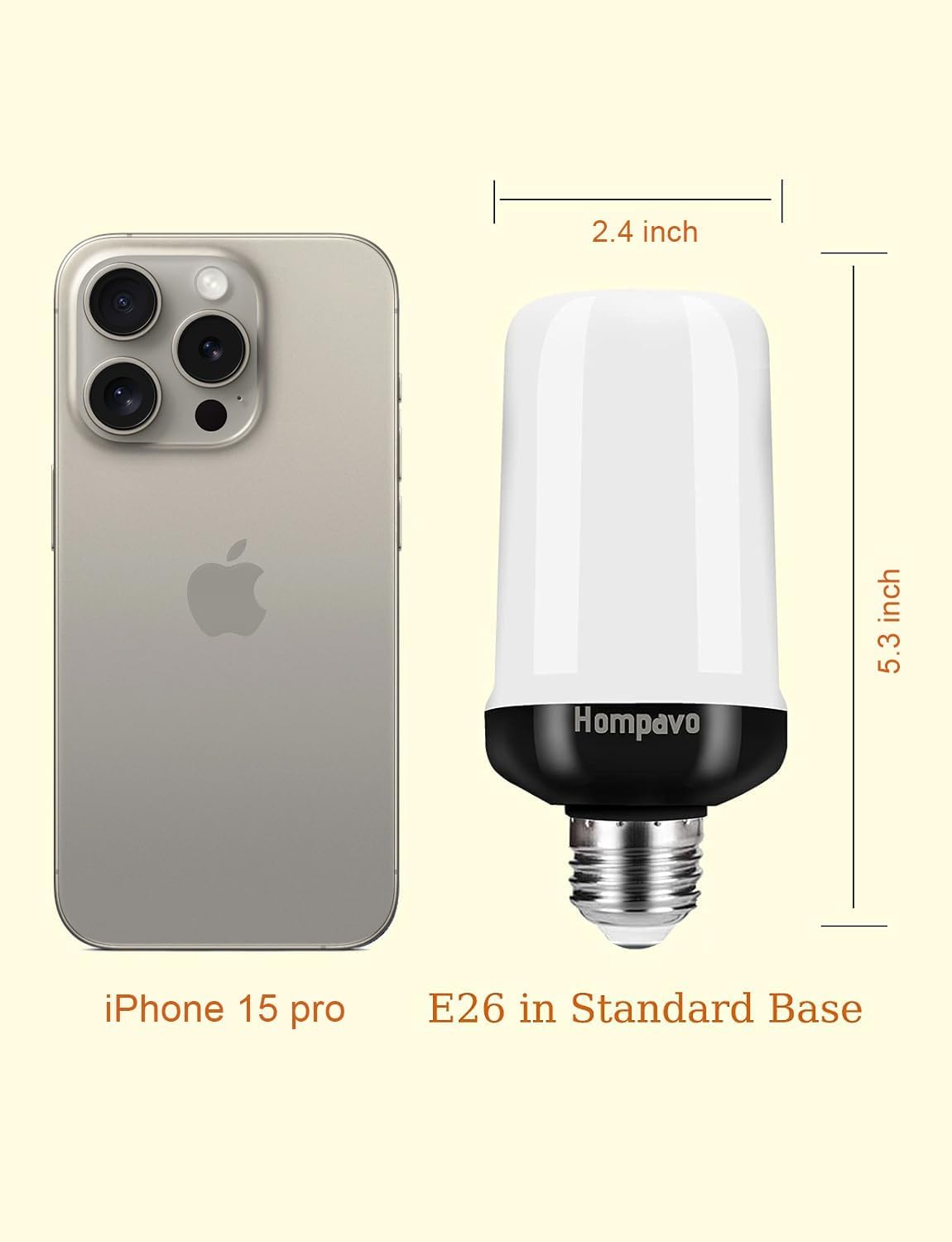 【Upgraded】 Hompavo LED Flame Light Bulb, 4 Modes Flickering Light Bulbs with Upside Down Effect, E26/E27 Base Flame Bulb for Halloween, Christmas, Party, Indoor and Outdoor Home Decoration (4 Pack)