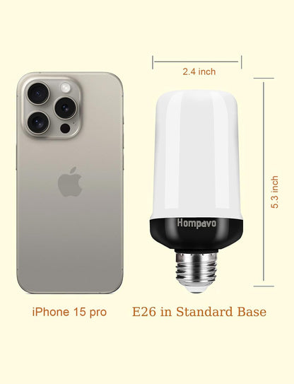 【Upgraded】 Hompavo LED Flame Light Bulb, 4 Modes Flickering Light Bulbs with Upside Down Effect, E26/E27 Base Flame Bulb for Halloween, Christmas, Party, Indoor and Outdoor Home Decoration (4 Pack)