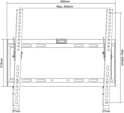 PrimeCables Low Profile Tilt TV Wall Mount Bracket for 26-55 Inch LED, LCD, OLED, Plasma Flat Screen TVs with VESA 400x400mm Up to 88lbs