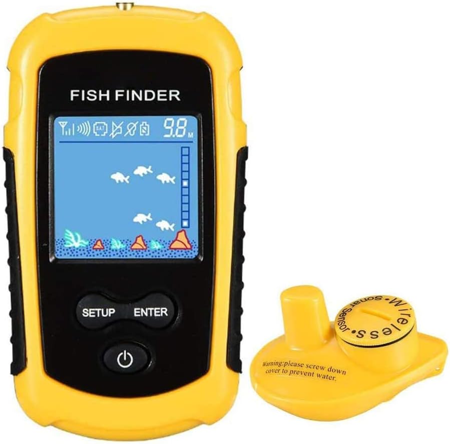 LUCKYLAKER Sensor Transducer Fish Finder Portable Sonar Handheld Depth Finder Kayak LCD Display Fish Finder Wireless Castable