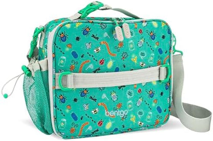 Bentgo® Kids Lunch Bag - Durable, Double Insulated, Water-Resistant Fabric, Interior & Exterior Zippered Pockets, Water Bottle Holder - Ideal for Children 3+ (Shark)