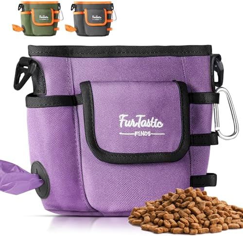 FurtasticFinds Dog Treat Pouch with Quick-Release Magnetic Closure, 3-Way Wear Treat Bags, 900D Waterproof Fabric, 4 Storage Spaces, Treat Pouch for Pet Training Walking (Green)