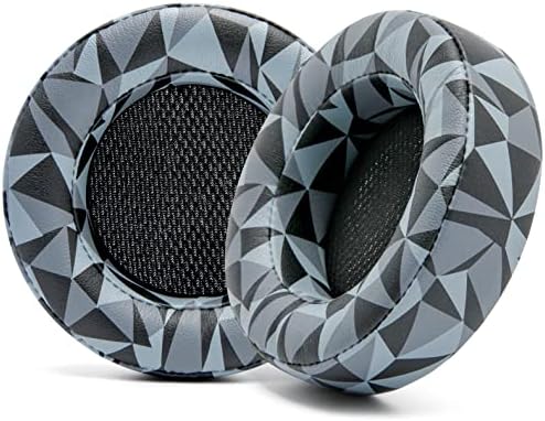 WC Upgraded Replacement Earpads for Corsair Virtuoso RGB Wireless Gaming Headset Made by Wicked Cushions | Improved Durability, Thickness, Softer Leather, and Sound Isolation | (Geo Grey)