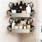 2Pcs Corner Shower Caddy No Drill Rustproof Aluminum Space-Saving Strong Suction Cup Diamond Design Bathroom Shelf Organizer, with 4 Hooks Bathroom Shampoo Holder