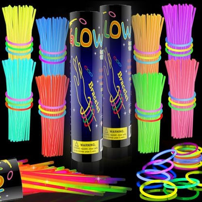 200 PCS Glow Sticks Bulk 8" Glowsticks, Glow Stick Bracelets Necklaces, Glow Party Supplies, Neon Glow Sticks, Glow in the Dark, Glowsticks Party Favors Light-up, Christmas, Easter