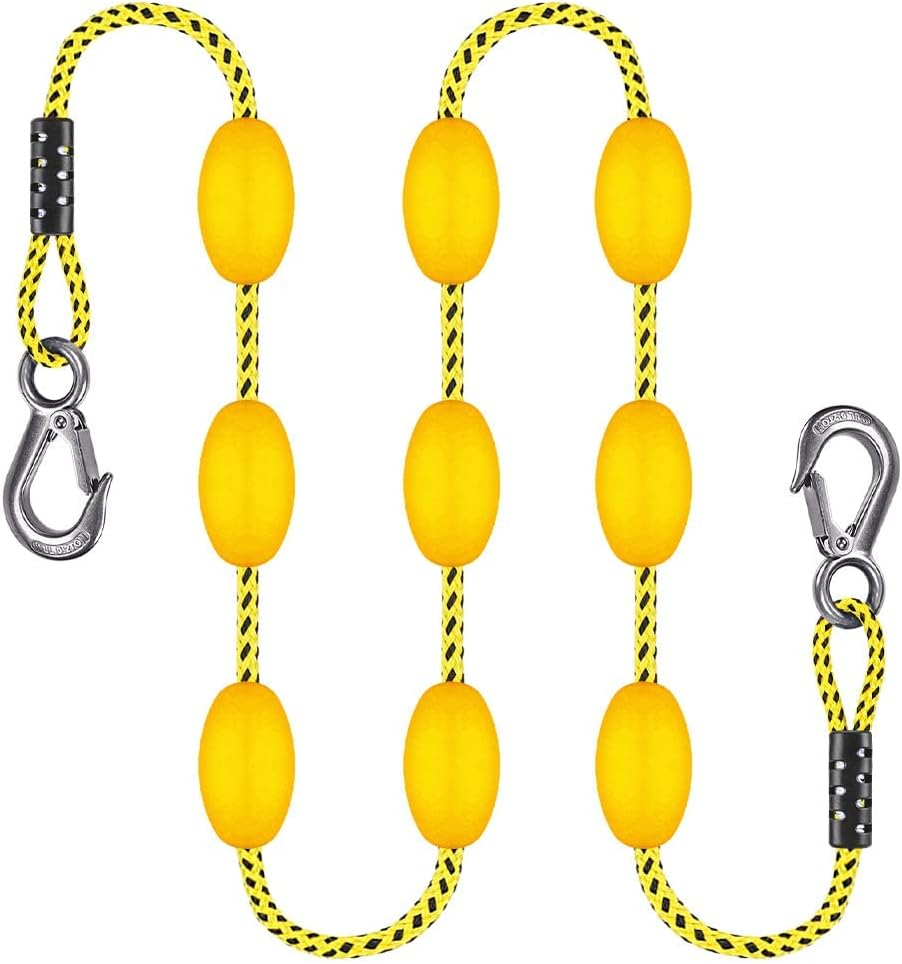 SELEWARE 65ft Tow Rope, Boating Tow Ropes for 1-4 Rider Towable Tubes, W/Floats, Stainless Steel Hook at Each end, idear for Water Sports