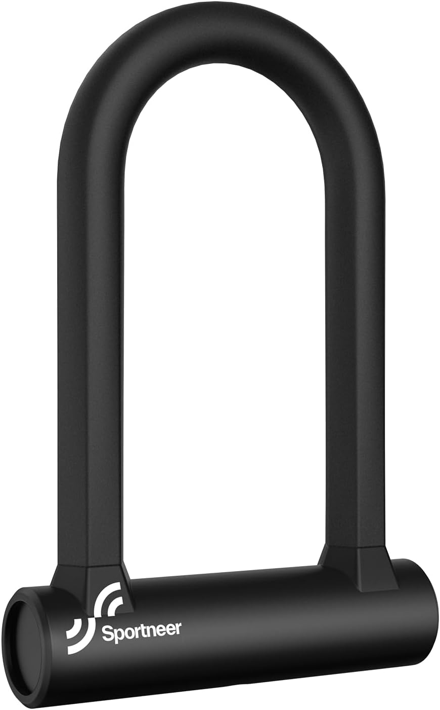 Sportneer Bike Lock: 17mm Heavy Duty Bike U Lock - High-Security Anti-Theft with 12mm x1.5m Steel Cable, 8''x5'' Compact Design, Includes Mounting Bracket for Mountain/Road/Folding/Electric Bikes