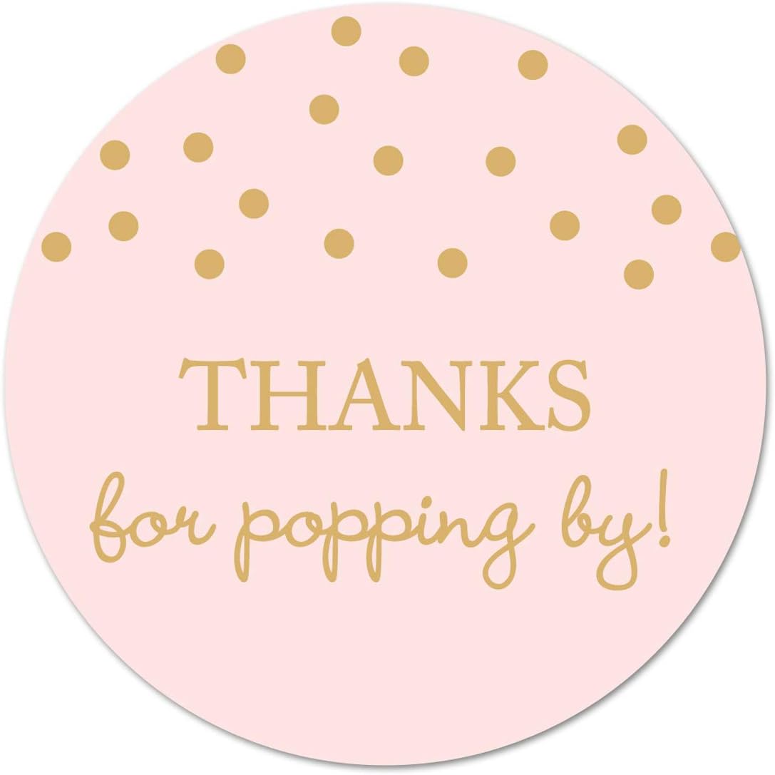 40 Thanks for Popping by! Popcorn Favor Stickers (Gold on White)
