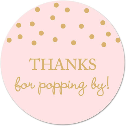 40 Thanks for Popping by! Popcorn Favor Stickers (Gold on White)