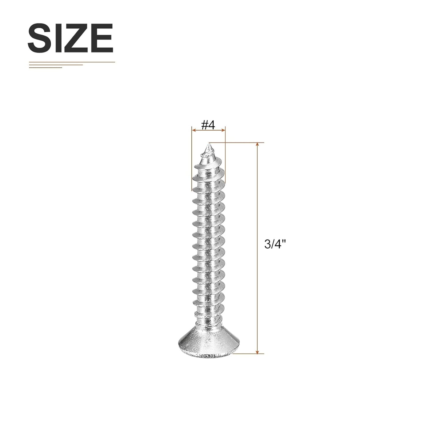 DTGN 100Pcs #6x1/2 Flat Head Wood Screws, 304 Stainless Steel Phillips Self Tapping Screws - Good for Woodworking, Furniture - Silver