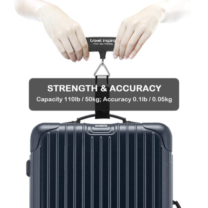 travel inspira Luggage Scale, Portable Digital Hanging Baggage Scale for Travel, Suitcase Weight Scale with Rubber Paint, 110 Pounds, Battery Included - Blue