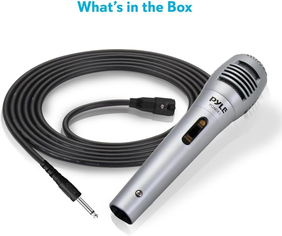 Pyle Professional Dynamic Vocal Microphone - Moving Coil Dynamic Cardioid Unidirectional Handheld Microphone with ON/OFF Switch Includes 15ft XLR Audio Cable to 1/4'' Audio Connection - PDMIC59