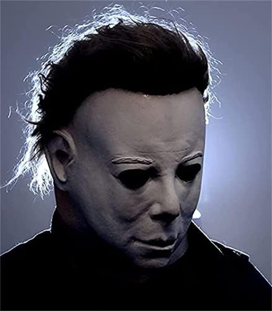 Halloween Michael Myers Mask, Halloween Creepy Full Head Mask Latex Horror Scary Masks for Adult Cosplay Costume Party Props