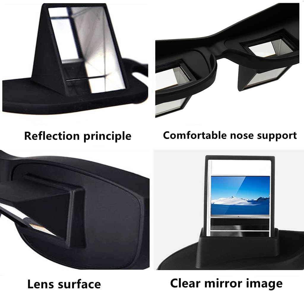 Valuu Lazy Glasses Bed Prism Glasses Lazy Spectacles Horizontal Glasses High Definition Glasses Prism Periscope Lie Down Eyeglasses for Reading and Watch TV in Bed Unisex