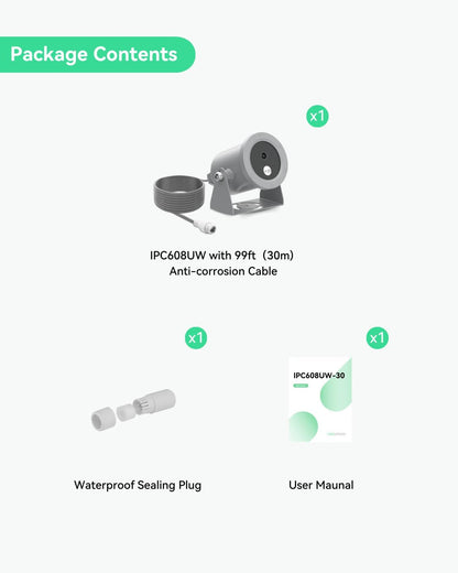 LINOVISION 4K Ultra HD Underwater Camera with Anti-Corrosion Coating, POE Network Camera with Intuitive Web GUI and Mobile APP, for Aquaculture Farms, Aquariums, Dams(10 Meters Cable)