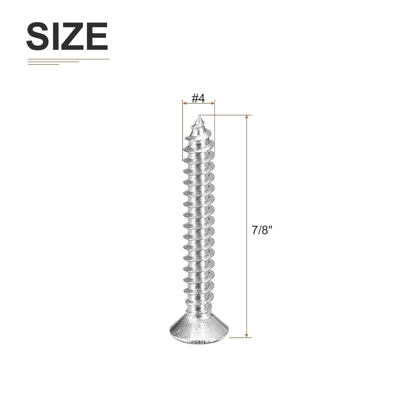 DTGN 100Pcs #6x1/2 Flat Head Wood Screws, 304 Stainless Steel Phillips Self Tapping Screws - Good for Woodworking, Furniture - Silver