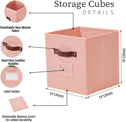 DECOMOMO Cube Storage Bin, Storage Cubes with Labels, Baskets for Shelves Kallax Linen Closet Organizers (Cube 10.5x11"/ 6pcs, Black)