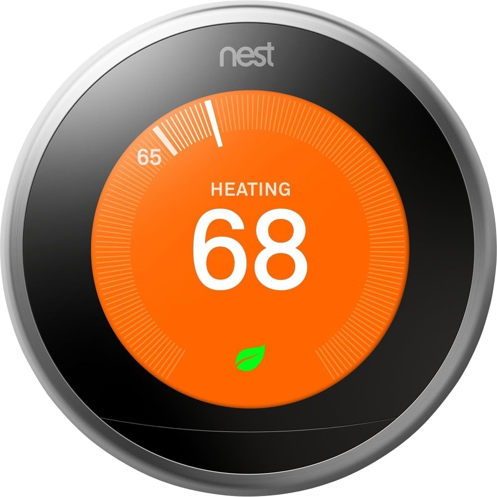 Google Nest Learning Thermostat - Programmable Smart Thermostat for Home - 3rd Generation Nest Thermostat - Compatible with Alexa - Stainless Steel