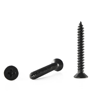 GOHODOMINO #4 x 1/2" Wood Screw 100Pcs, Stainless Steel 304 (18-8) Screws Flat Head Phillips Fast Self Tapping Drywall Screws Black Oxide