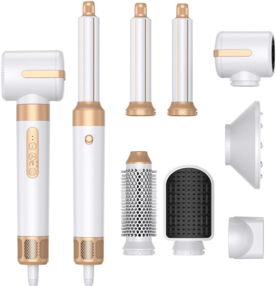 Heeucnon 7 in 1 Multifunctional Styler Curler Automatic Curling Hair Dryer 1400W Powerful Hair Straightener Set US Plug