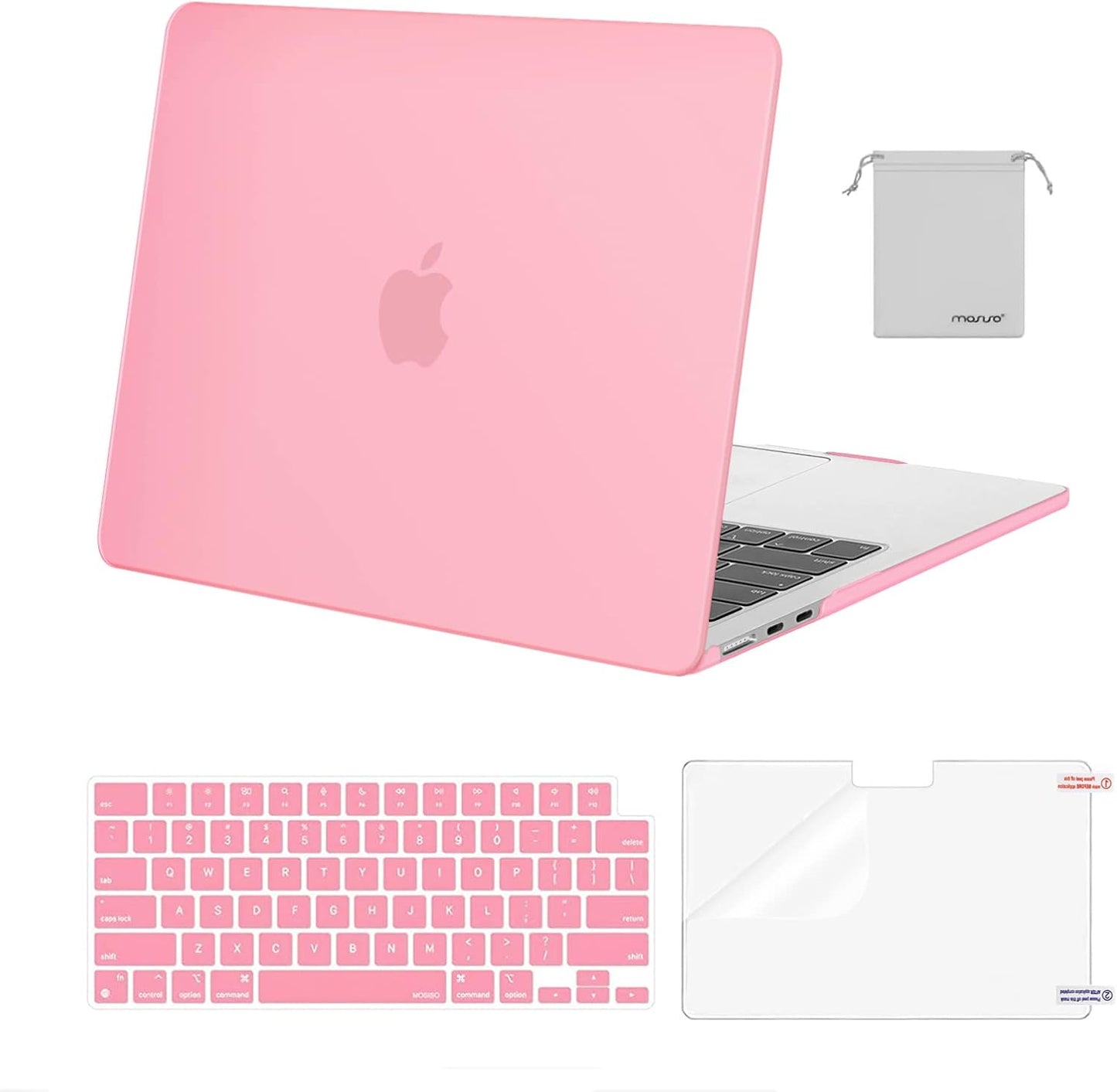 MOSISO Compatible with MacBook Air 13 inch Case 2025 2024 2023 2022 M4 A3240 M3 A3113 M2 A2681, Plastic Hard Shell&Keyboard Cover&Screen Film&Pouch for MacBook Air 13.6 inch Case, Crystal Clear