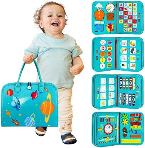 Winblo Toddler Busy Board - Montessori Toys for Toddler Girl Birthday Gift, Educational Learning Sensory Busy Book for Girls, Airplane Car Travel Activities Toy for Toddlers