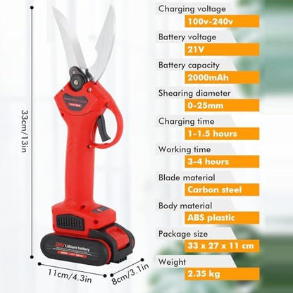 Electric Kitchen Shears with 2X 21V Batteries, Cordless Poultry Scissors for Chicken Fish Meat, Multi-Function Bone Cutter with Safety Lock, Red
