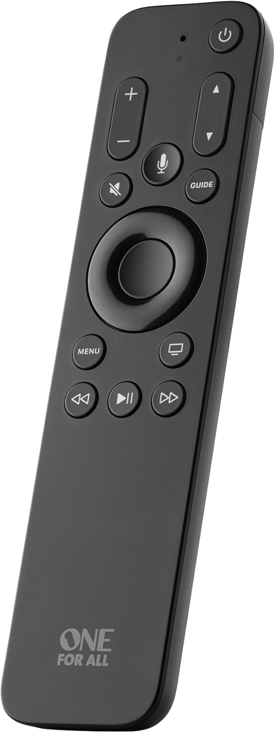 One for All Apple TV Remote - 3-Device Support (TV, Apple TV, Audio), Siri Voice Control, Motion-Activated Backlight, 100% Compatible with Apple TV HD and 4K (URC1110 - Black)