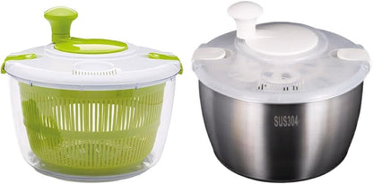 koaunert Large Salad with Non-Slip Base Durable and Practical Stainless Steel Salad Spinners Salad Spinners Collapsible, Stainless Steel