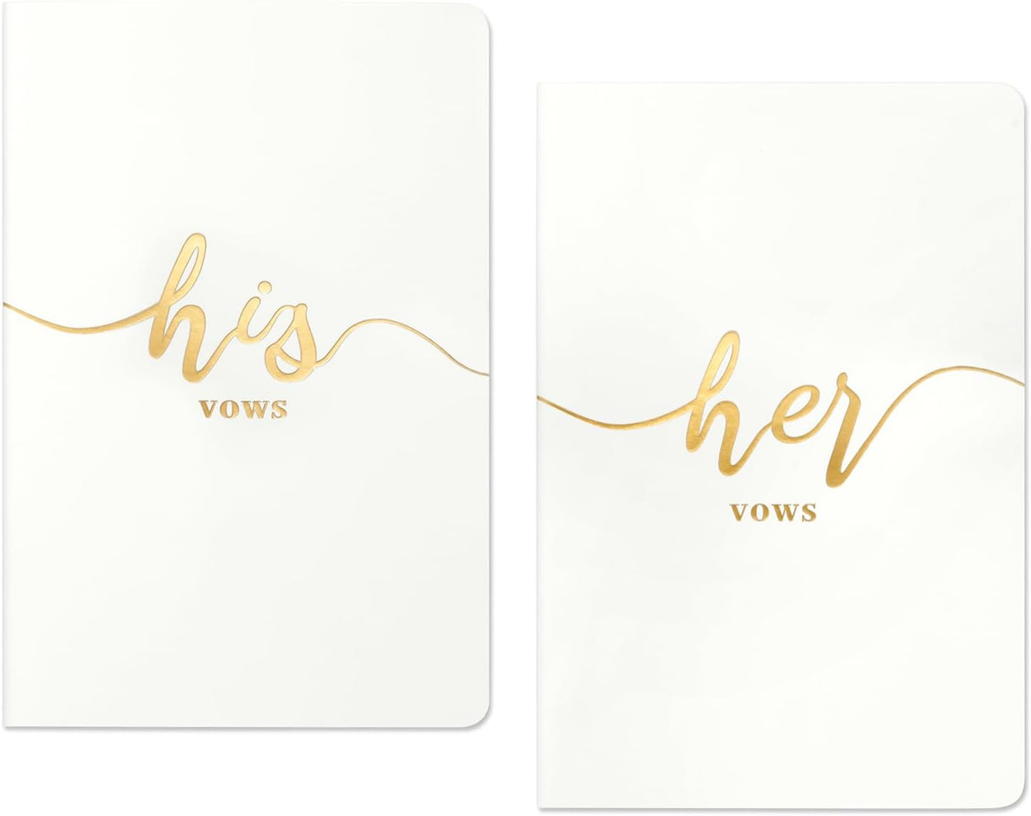 Vekola Vow Books for Wedding His and Hers Elegant Gold Foil Set of 2 Wedding Notebook with 28 Pages (Navy Blue+White)