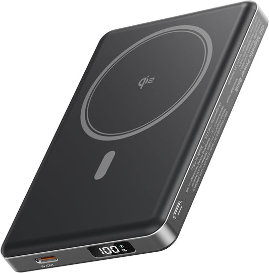 CHCCUL PD 20W Power Bank, Ultra-Slim 10,000mAh Magnetic PowerBank Qi2 Certified 15W Fast Charging Wireless Battery Pack Portable Charger with 20W USB-C for iPhone 16/15/14/13/12 Series (Titanium)